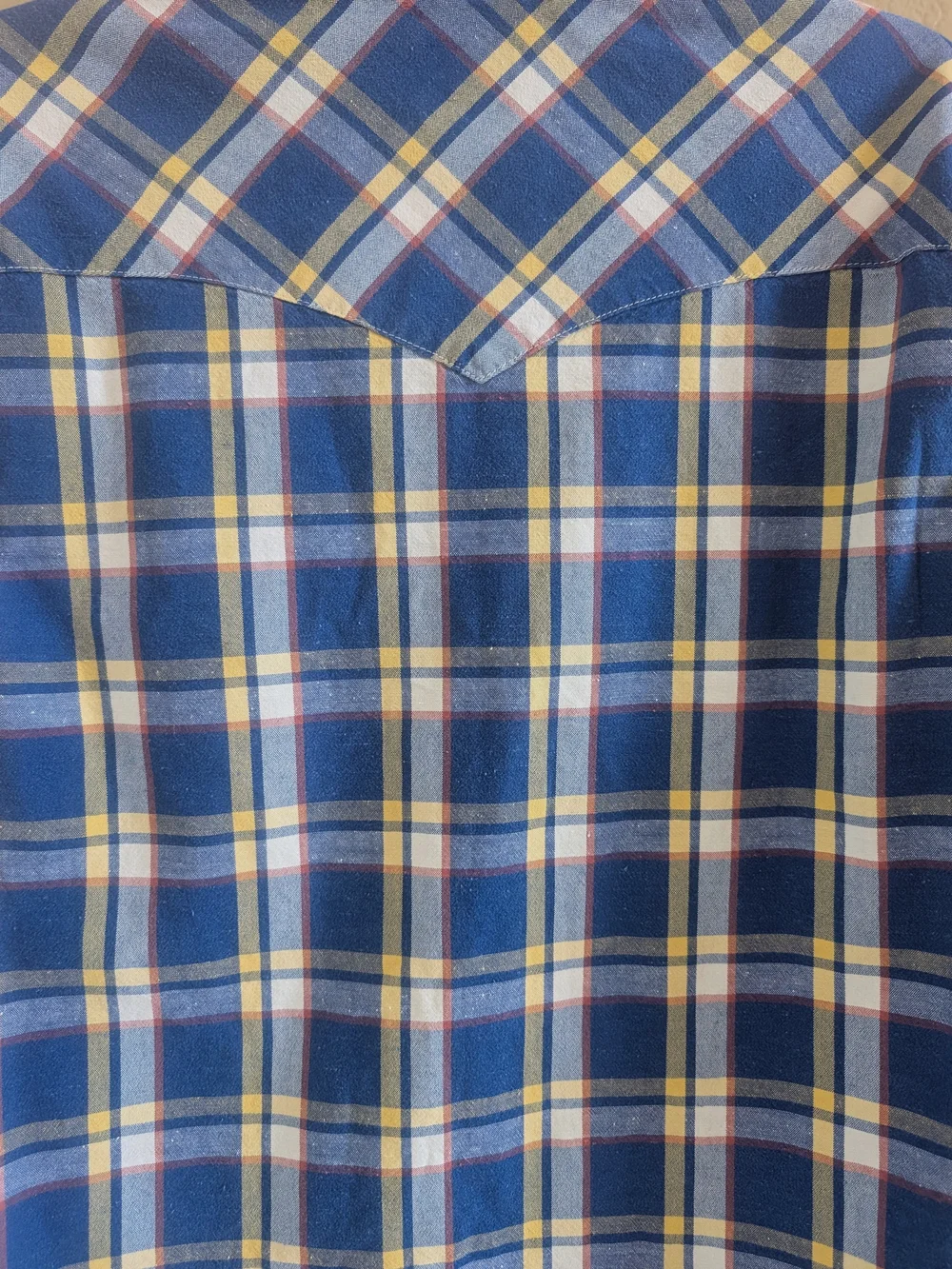 Levi's Mens Western Shirt Pearl Snap Plaid Blue Yellow White Yoke Large L 66986